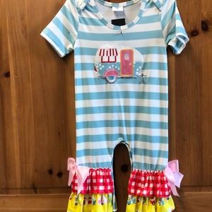 NWT Happy Camper one piece romper